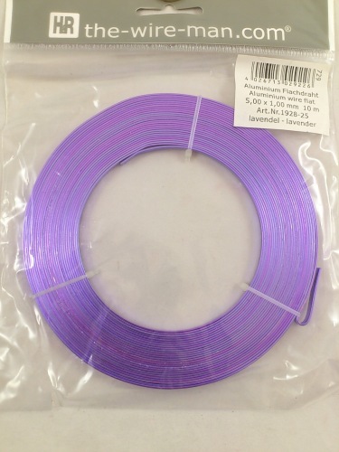 Aluminium wire flat 5mmx10m. lavender